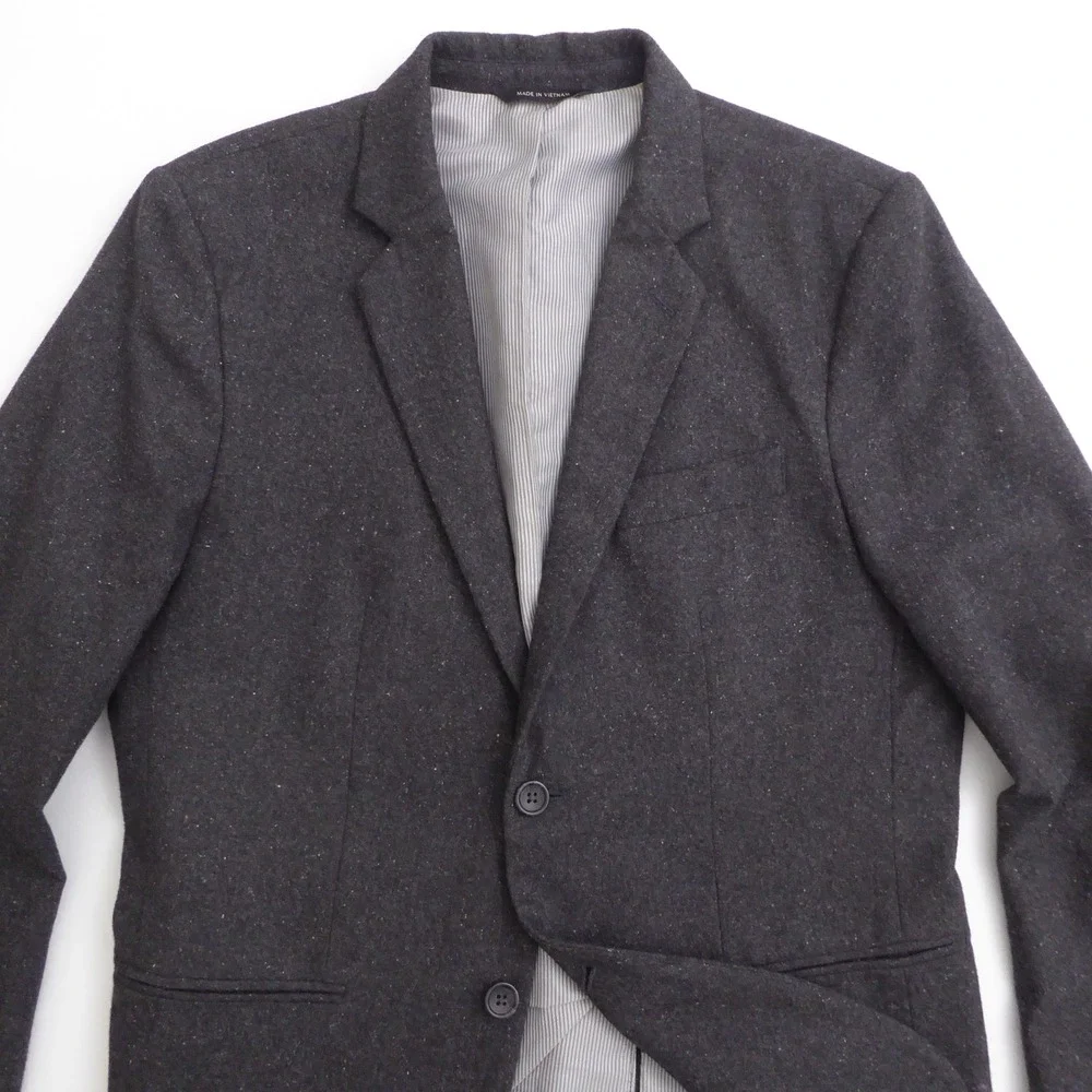 Banana Republic Mens Blazer Charcoal Grey Tailored Wool Textured Knit 40R Slim